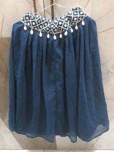 Navy Blue Embroidered Blouse