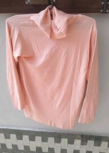 high neck A-line cotton blend top