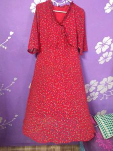 Red Floral Print Maxi Dress