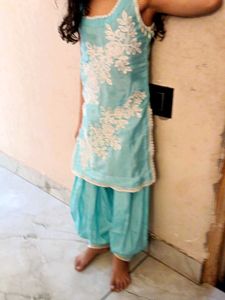 Girls&#39; Light Blue Afghani Shalwar Kameez