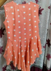 Fun Peach Polka Dot Sleeveless Top
