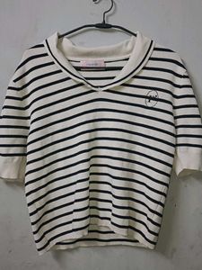 Striped knit Korean Top