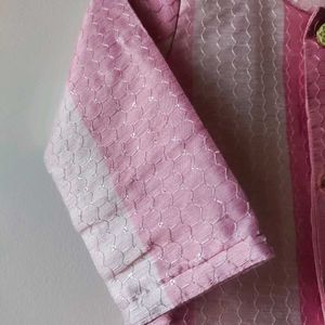 Pink Striped Kids Sherwani Set