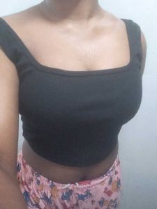 Black Square Neck Top