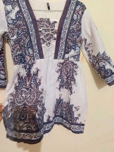 Paisley Print Lace-Up Blouse