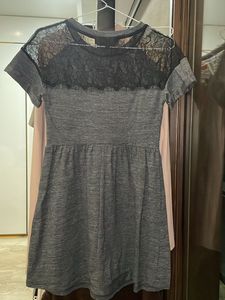 Gray Dress with Lace Details