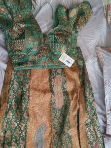 Embroidered Green and gold lehenga choli