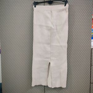 Cream Colour Ribbed Winter Skirt