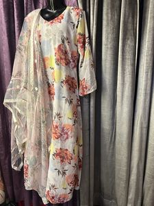 Floral Print Dress &amp; Cape Set