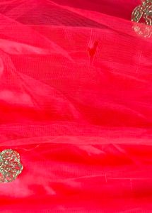 Embroidered Coral Long Gown