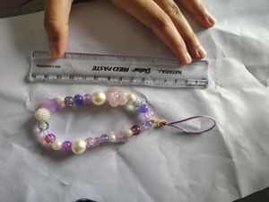 Purple Beaded Phone Charm