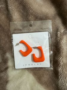 Orange Baguette Earrings