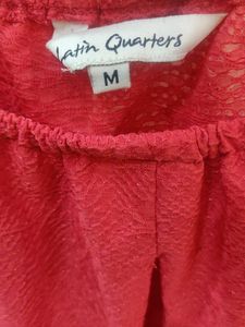 Red Flutter Sleeve Top