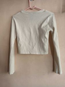 White Long Sleeve Crop Top