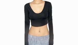 Black Long Sleeve Crop Top
