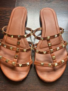 Tan Studded Flats