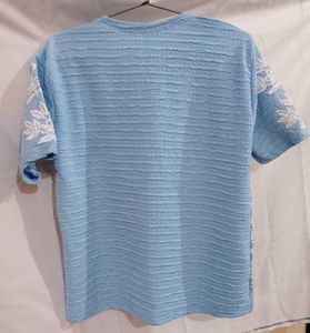 Blue Floral Embroidered Top