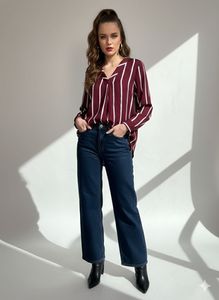 Striped V-Neck Long Sleeve Top