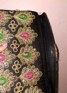 Bag, Handclutch, Clutch, With Gold Embroidery ❤ Can Fit In Lots Of Stuff, Very Handy