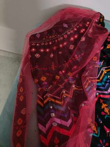 Multi coloured mirrorwork ready to wear lehenga