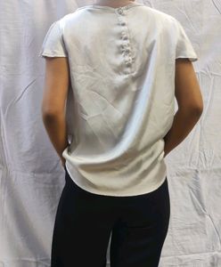 Silver Satin Top