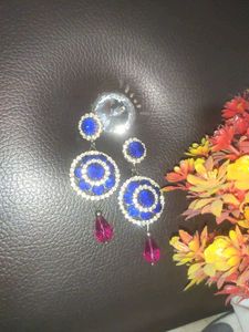 Elegant Blue & Pink Earrings