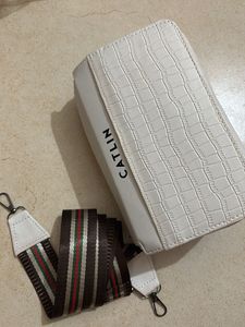 Catlin White Croc-Embossed Bag