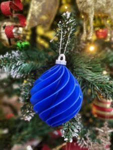 3D printed Blue Swirl Christmas Ornament