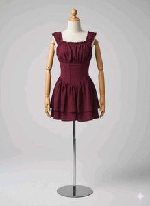 Square Neck Waist Cinching Mini Dress