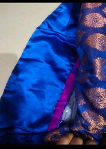 Embroidered Blue Silk Blend Ethnic Skirt New , Tag