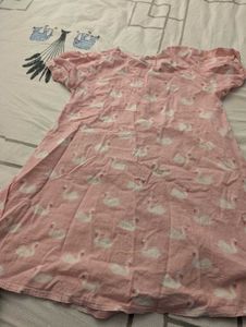 Cute Swan Print Baby Dress