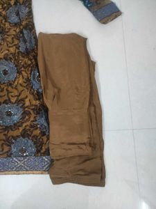 Large Size Brown Festive Floral Kurta Set