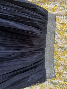 Pleated Black Tulle Skirt