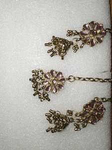 Pink Stone Gold Plated Choker Necklace Set