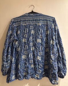 Blue Floral Long Sleeve Top