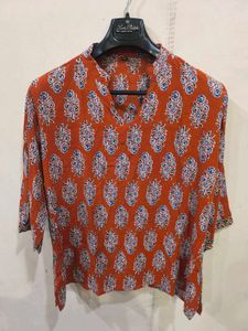 Printed Orange short kurti