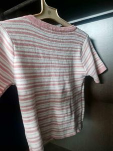 Pink Striped Crop Top