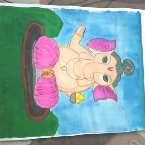 Handmade Lord Ganesha Watercolor Painting
