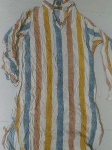 Striped V-Neck Tunic Top