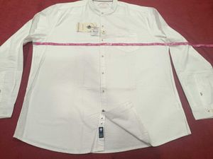 White Band Collar Long Sleeve Shirt