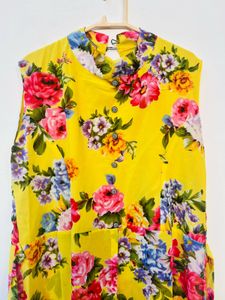Yellow Floral Print Maxi Dress