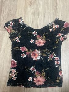 Floral Lace Cap Sleeve Top