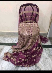 Purple heavy work saree