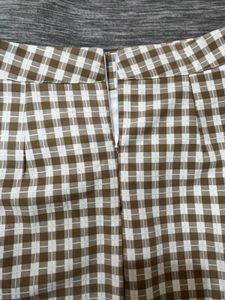 Brown And White Checkered Mini Skirt