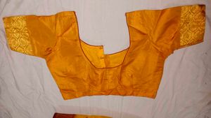 Gold &amp; Red Silk Blend Saree