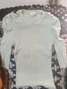 Lime Green Top With Pearls
