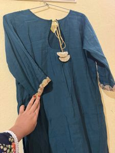 Teal Embroidered Kurta Set