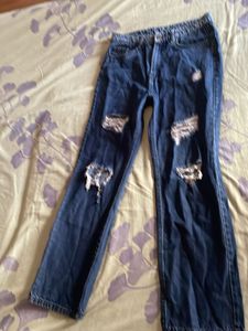 Ripped Straight Leg Jeans