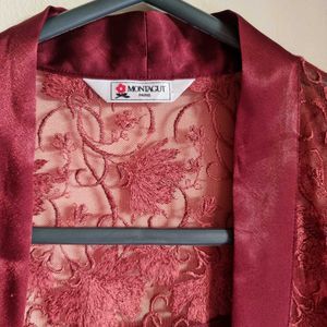 Elegant Maroon Silk Robe