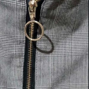 Plaid Zipper Tank Top